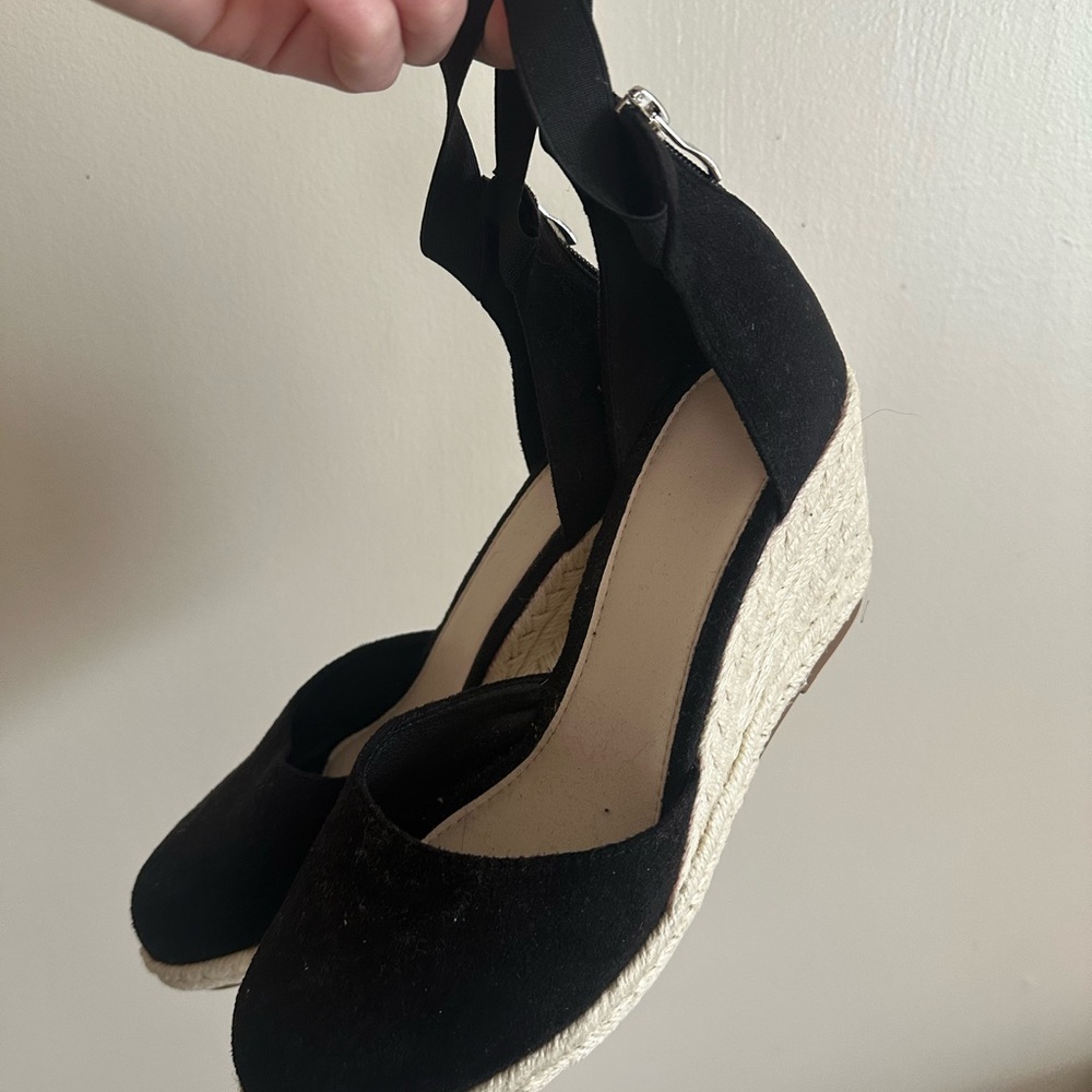 Black Espadrille Wedge Sandals